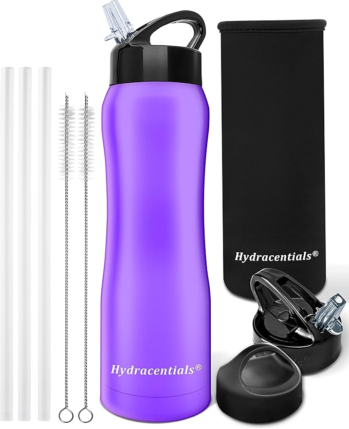 Insulated Stainless Steel Metal Water Bottle with Straw Lid - Vacuum Insulated Water Bottles, Keeps Hot and Cold - Sports Canteen Bottle