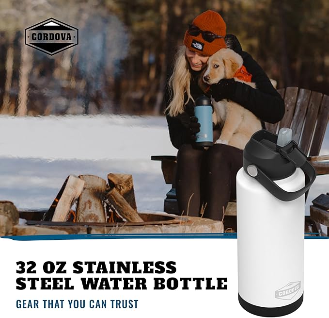 Cordova Outdoors Trailhead Class Water Bottle, Snowcap, 32 oz