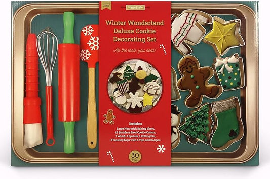 Winter Wonderland 30-piece Real Cookie Baking Set with Recipes for Kids