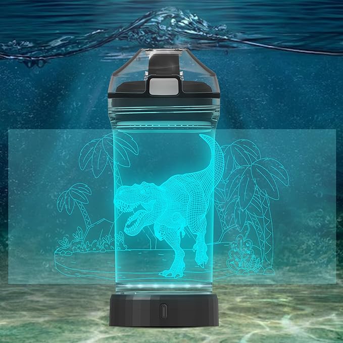 Kids Water Bottle with 3D Light-Up LED Lights - BPA Free - Perfect for Back-to-School Season, Girls, Boys, Kids, Holiday Camping, Picnic Gifts - 14 oz Travel Mug... (color 2)