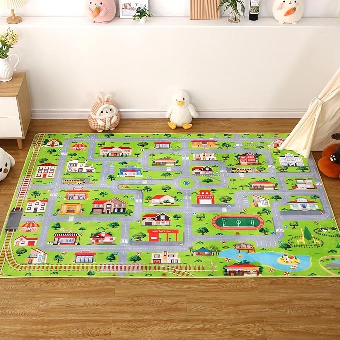 Kids Rug 8x10 Kids Room Rugs for Bedroom Carpet Classroom Playroom Car Rug Kids Educational Rug Extra Large Soft Crawling Play Mat for Children Toddlers Kids Play Rug