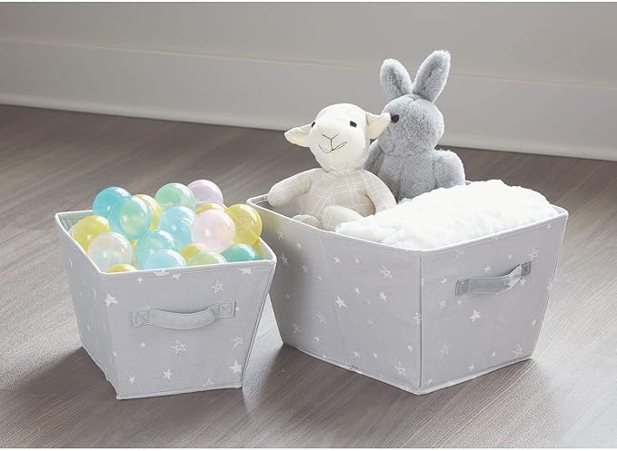 iDesign Star Fabric Storage Bin, Angled Medium Basket Container with Dual Side Handles for Closet, Bedroom, Toys, Nursery - Gray