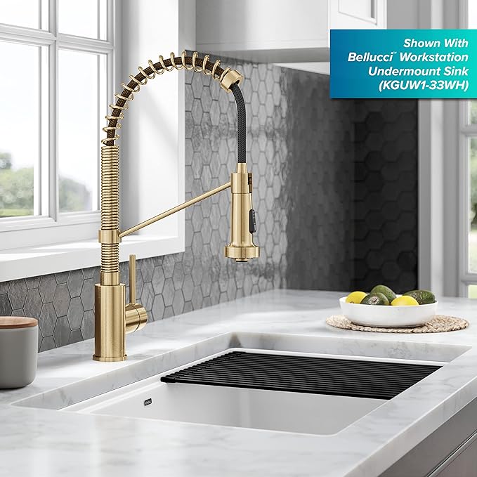KRAUS Bolden Pull-Down Kitchen Faucet Bundle with Purita Drinking Water Filter Faucet, 18-Inch & 360° Swivel