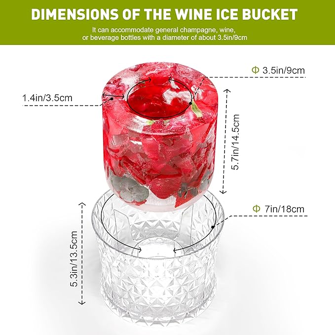 Ice Bucket Mold,Ice Mold Wine Bottle Chiller,Champagne Ice Bucket Floral DIY Ice Mold for Champagne,Wine,Cocktails/Holiday Bar Any Celebration Party Wedding Christmas and Thanksgiving