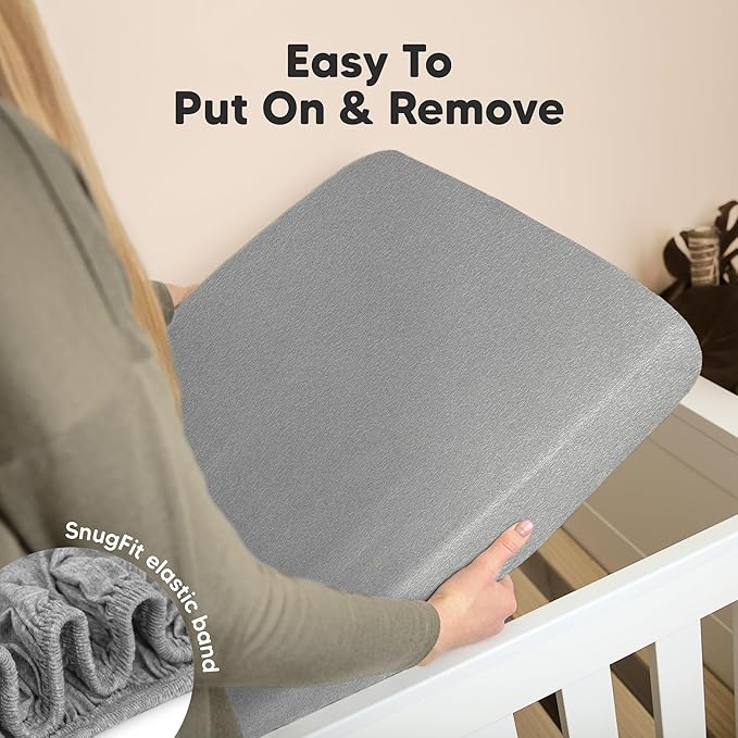 2-Pack Organic Crib Sheets for Boys, Girls - Jersey Fitted Crib Sheet, Baby Crib Sheets Neutral, Crib Mattress Sheet, Cotton Crib Sheets, Breathable Crib Sheet, Baby Mattress Sheets (Cloud)