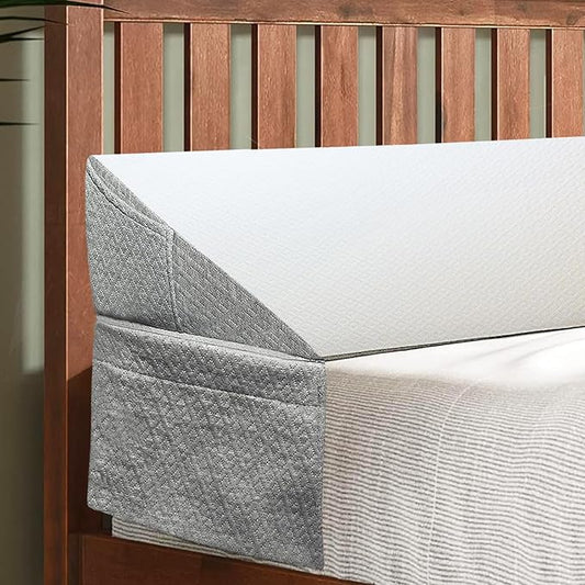 VVZ Bed Gap Filler Queen Bed Wedge Pillow for Headboard Gap Mattress Gap Filler Triangle Pillow Wedge for Headboard Gap, 30D Memory Foam Wedge Pillow Stopper with 2 Side Big Pocket (60"×10"×6")