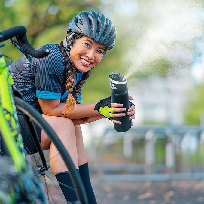 ExtremeMIST - GoMist Misting & Drinking Bottle - Personal Mister - Cooling Water Bottle with Easy-Drink Spout - Stainless-Steel Double Wall Insulation - Portable Mist Bottle - Marine Teal - 25oz/750ml