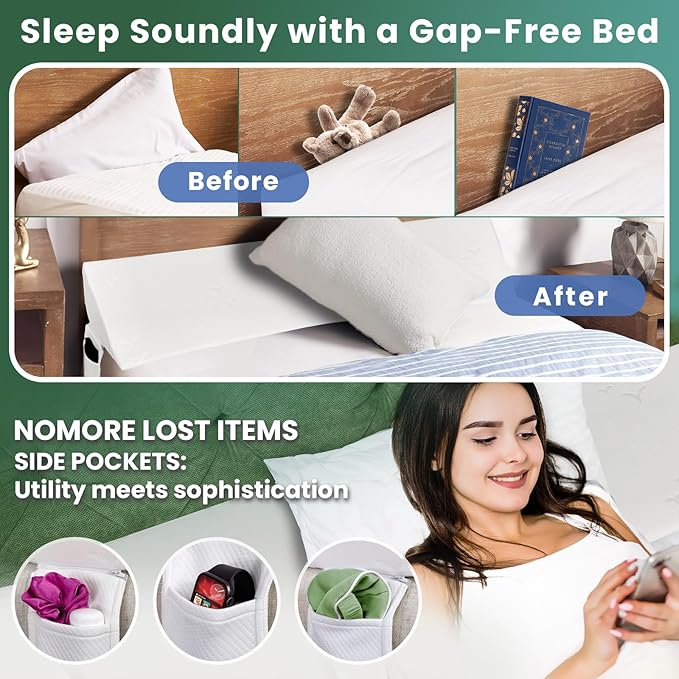 Wedge Pillow Headboard, Ultimate Comfort Bed Wedge Pillow for Headboard, Relaxation Bed Gap Filler for King(76"x10"x6"), Foam Pillow Wedge for Headboard Gap, Overall Bed Gap Filler.