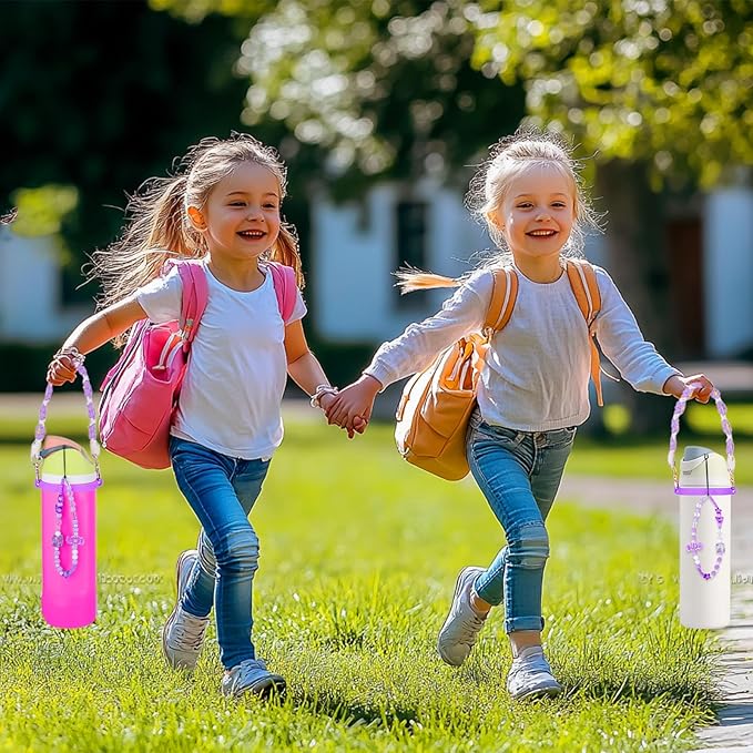 Mity rain Water Bottle Accessories Set for Owala, Including Water Bottle Handle Strap, Charms,Bohemian Style Personality and Easy to Carry (Purple, Universal (not Include Boot))