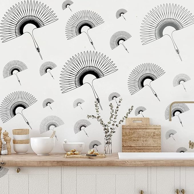 Black Leaves Wall Sticker Modern Wall Decal Black Boho Wall Sticker for Living Room Decor Nordic Leaves Wall Art Stickers for Bedroom Peel and Stick Fans Wallpaper Stickers for Kids Room Kitchen Decor