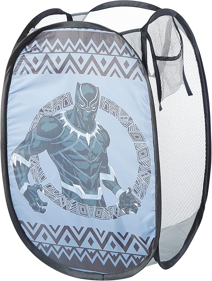 Idea Nuova Marvel Black Panther Pop Up Hamper with Durable Carry Handles, 21'' H x 13.5'' W X 13.5'' L