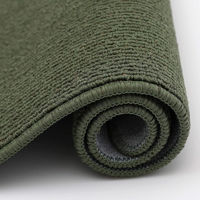 COSY HOMEER 24x35 Inch/24X60 Inch Kitchen Rug Mats Made of 100% Polypropylene Strip TPR Backing 2 Pieces Soft Kitchen Mat Specialized in Anti Slippery and Machine Washable,Green