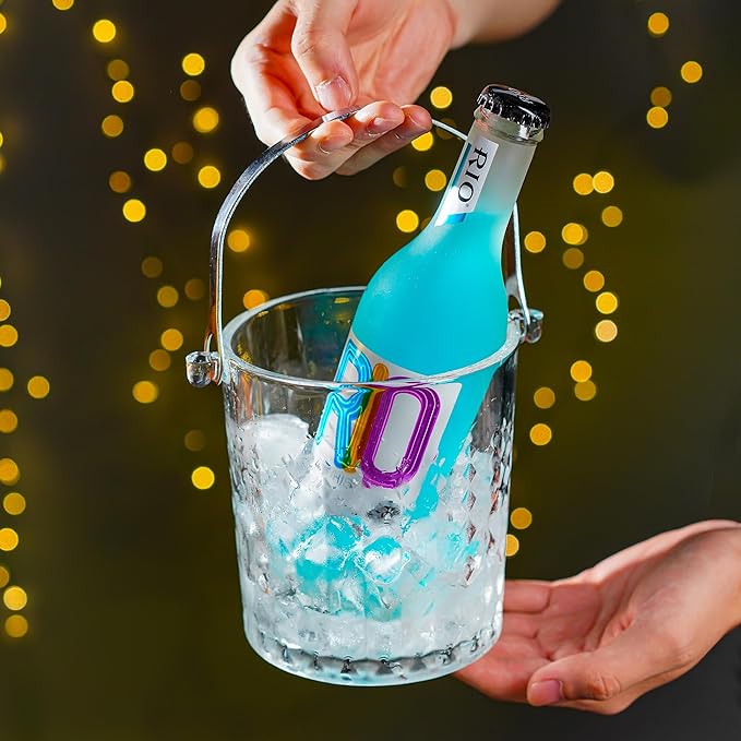 Clear Glass Ice Bucket with Handle and Ice Tong Ice Bucket for Cocktail Bar Accessories Clear Champagne Bucket for Parties