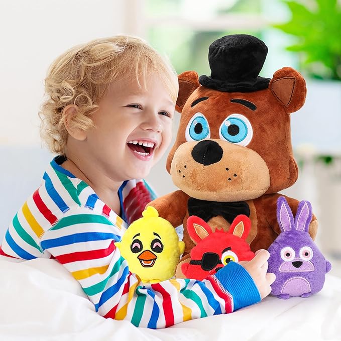Freddy Plush - Five Nights Freddy Plush One Mommy with 3 Baby Plush Toys Cartoon Stuffed Animal Plush Pillow Room Decorat Gift for Fans Collection Boys Girls