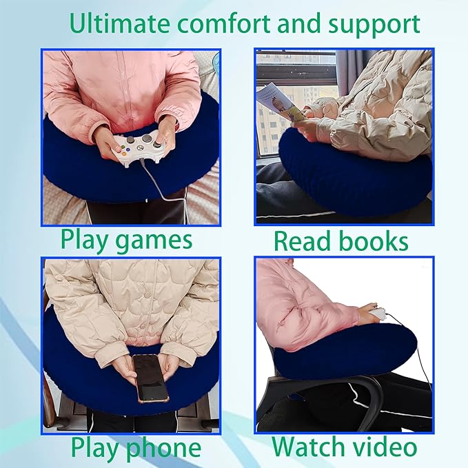 Professional Gaming Pillow for Lap; Arm Rest Pillow Gaming Lap Pillow with Crochet Support - Eliminate Pain in Gaming (Blue)