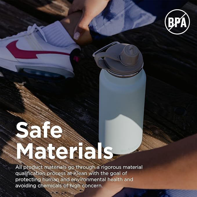 Klean Kanteen TKWide Insulated Water Bottle with Chug Cap - Stainless Steel Water Bottle - 32 Oz, Blue Tint - Back to School Hydration