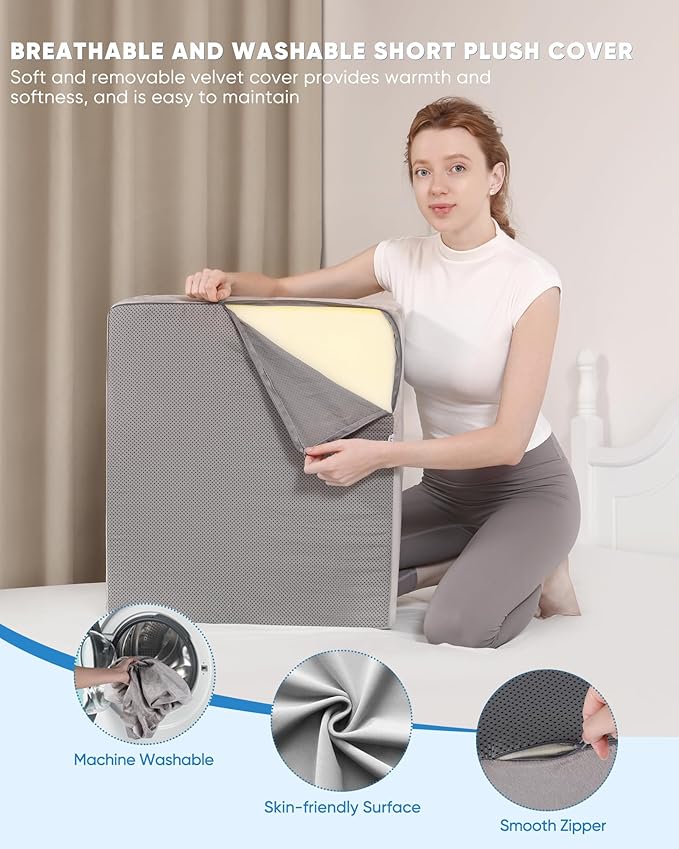 Leg Elevation Pillow - Memory Foam Wedge for Swelling, Circulation, Surgery Recovery, Sciatica, Elevated Wedge Pillow for Leg, Knee, and Hip Pain Relief with Portable Handle