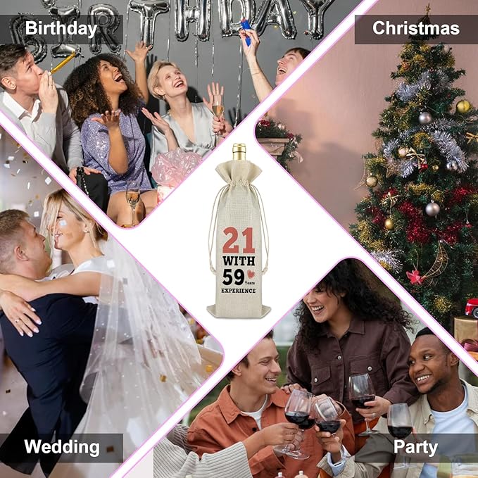 80th Birthday Gifts for Women Men Wine Bag Funny 80th Year Old Gifts for Parents Grandparents 80th Birthday Party Decors Champagne Wine Gift Bag Happy Birthday Gift Drawstring Burlap Wine Bag