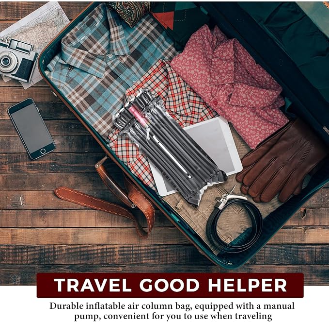 Frienda 50 Pcs Black Inflatable Wine Bottle Travel Protector Bags Reusable Air Column Wine Travel Inflatable Bag with Pump Wine Shipping Sleeves Wine Packing for Glass Bottles Airplane Transportation