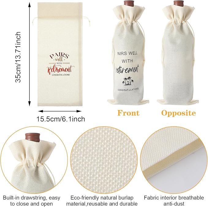 DIVINA VITAE 3Pack Retirement Wine Bag Funny Retirement Gifts Reusable Retirement Gift Bag for Best Friends Coworkers Boss Nurse Teachers