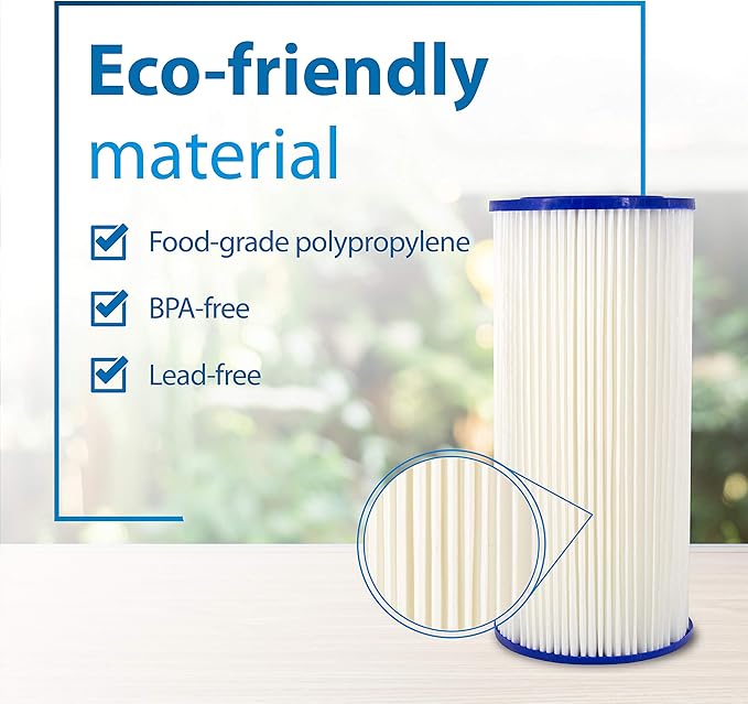 Filterlogic FXHSC 10" x 4.5" Whole House Pleated Sediment Filter, Replacement for GE® FXHSC, Culligan® R50-BBSA, Pentek R50-BB, DuPont WFHDC3001, American Plumber W50PEHD, GXWH40L, Pack of 2
