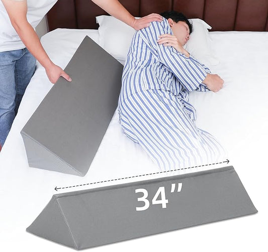 Fanwer Wedge Pillow for Side Sleeping, 34" Back Pillow for Side Sleeper, Bed Wedges & Body Positioners for After Surgery, Back Pain, Preventing Bedsores