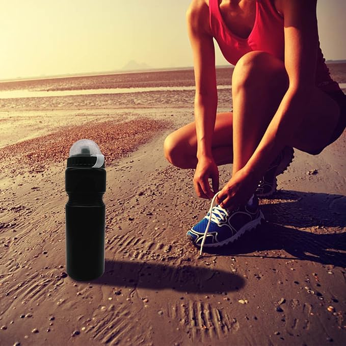 6 Pack 730ml(25oz) Sports Squeeze Plastic Water Bottle With Push Pull Cap and Anti Dust Cover - White