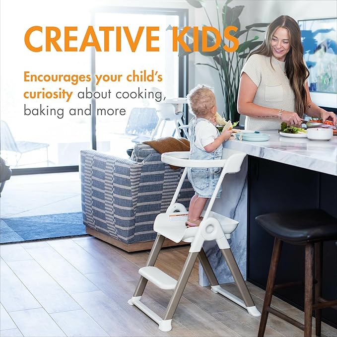 Boon Pivot Toddler Tower - Folding Toddler Step Stool - Montessori Kitchen Stool for Learning and Cooking - 21.75 L x 22.75 W x 34.75 H - Ages 18 Months to 4 Years