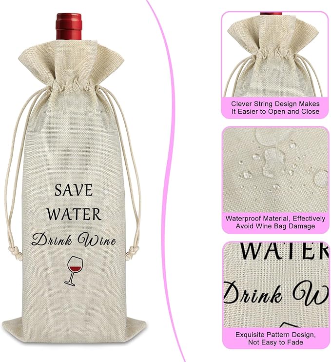 Wedding Gift for Bridesmaid Wine Bag Birthday Gift for Women Men Bridal Shower Gift Thank You Gift for Friends Burlap Wine Wrap Bag Christmas Gift for Friends Father's Day Gift Bachelor Party Gift