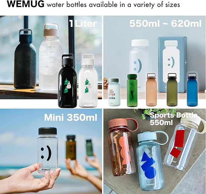 WEMUG Waterbottle 21 oz Easy Carry Handle, Modern Simple Design, BPA-Free, Leak Proof, Durable Plastic, Ultra Light, Handled (blue)