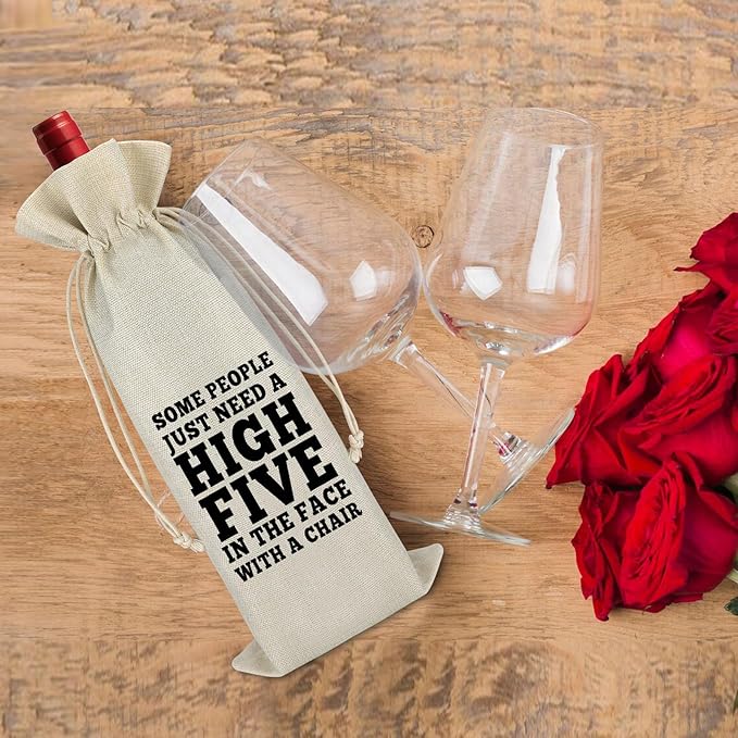 Wine Bag Birthday Gift for Women Men Wine Wrap Bag Birthday Present for Friends Family Coworker Him Her Boss Birthday Party Decors Reusable Burlap Wine Bag Christmas Gift