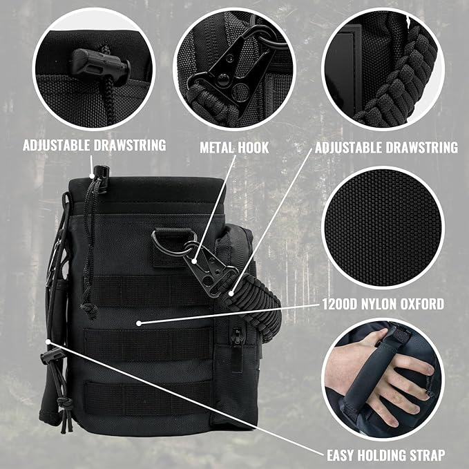 NATURE PIONEOR Tactical Water Bottle with Carrying Molle Sleeve, Stainless Steel 18/8 Food Grade Half Gallon Jug