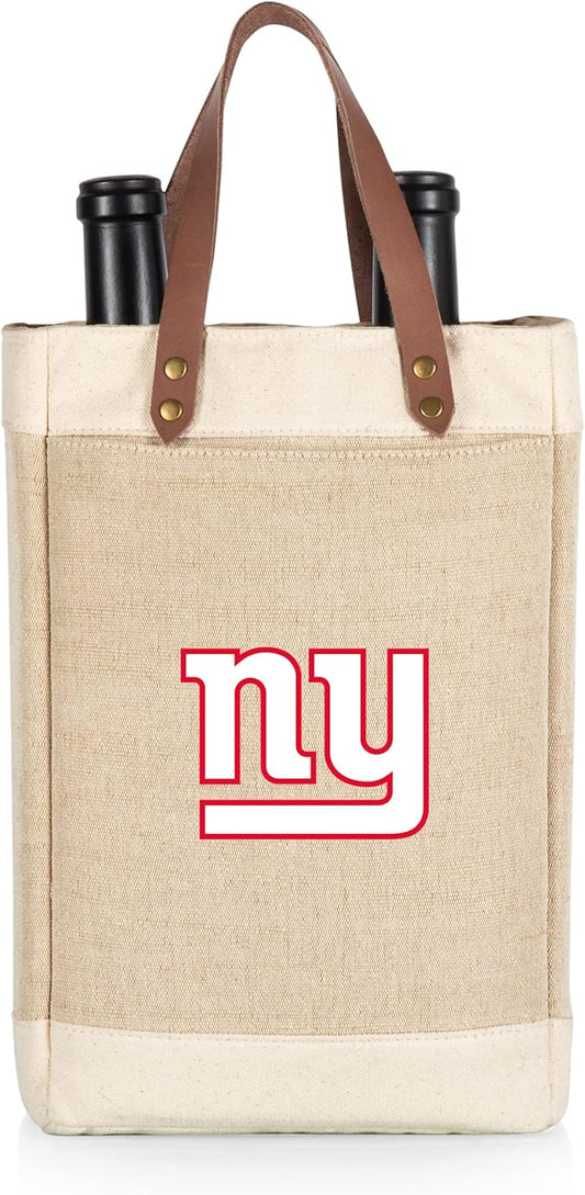 PICNIC TIME NFL Pinot - Jute 2 Bottle Insulated Wine Bag - Wine Tote Bag - Wine Gift Bag, (Beige)