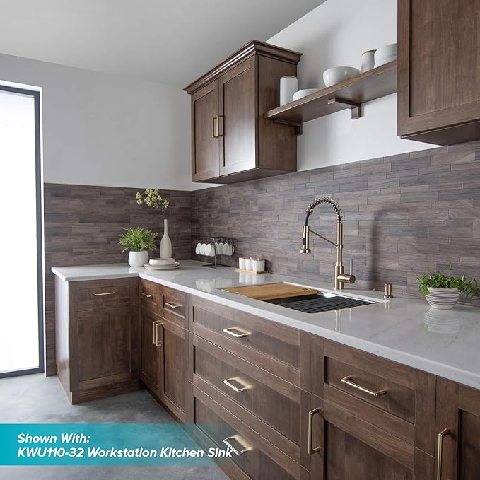 Kraus KPF-1610SFACB Bolden 18-Inch Single Handle Commercial Style Pull-Down Kitchen Faucet with Dual Function Sprayer, Spot Free Antique Champagne Bronze