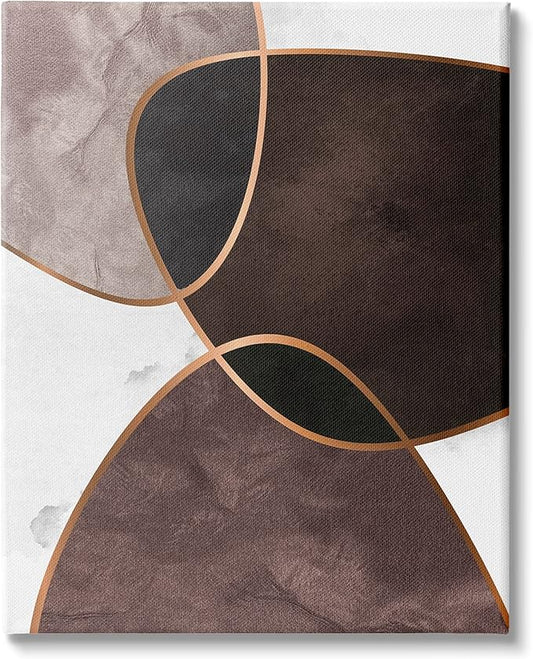 Stupell Industries Abstract Deco Shapes Layered Contrasting Tones Brown Purple, Designed by Design Fabrikken Canvas Wall Art, 36 x 48