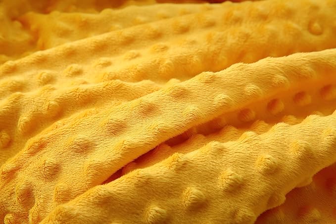 DaysU Silky Micro Soft Plush Baby Blankets Unisex with Print Animal Pattern and Soothing Raised Dots, Double Layer Bed Throws for Toddler Cot, Bee, Yellow, 50x60 Inches