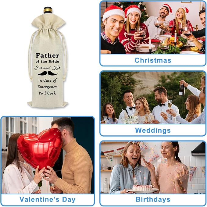 Father of the Bride Gift Wine Bag Wedding Gifts for Dad from Daughter Father of the Bride Gifts from Bride Groom Engagement Party Bridal Shower Gifts Wine Bottle Cover Bag Party Decorative Wine Bags