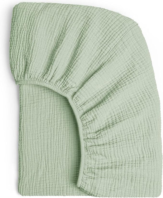 Lulu moon Muslin Crib Sheet Fitted Crib Mattress Sheet for Boys and Girls, 28"x 52" Sage