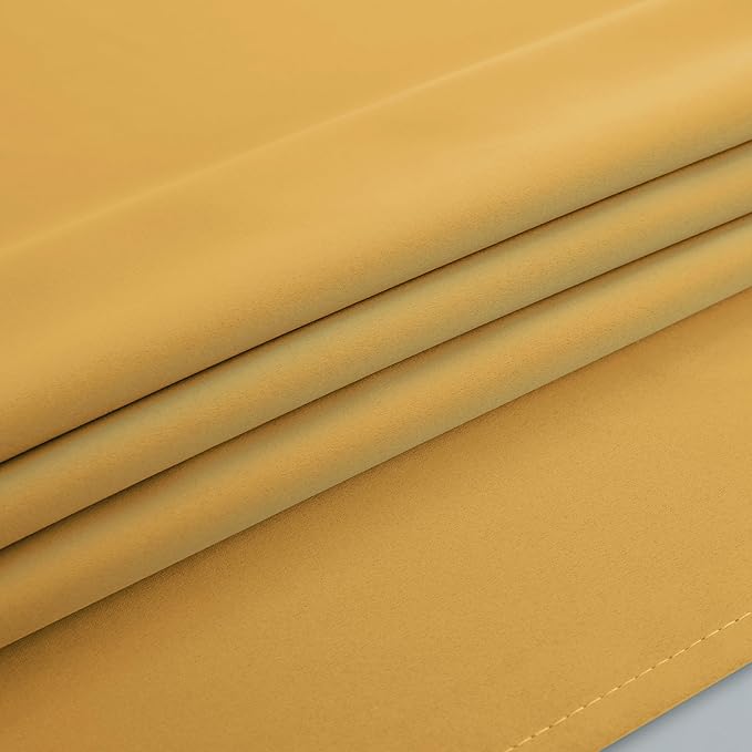 Mrs.Naturall Black Out Curtains 84 Inch Long for Bedroom Windows for Living Room Gold Luxury Blackout Drapes Curtains 84 Inch Length 2 Panels Set