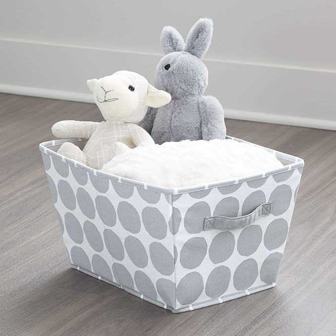 iDesign Dot Fabric Storage Bin, Angled Medium Basket Container with Dual Side Handles for Closet, Bedroom, Toys, Nursery - Gray