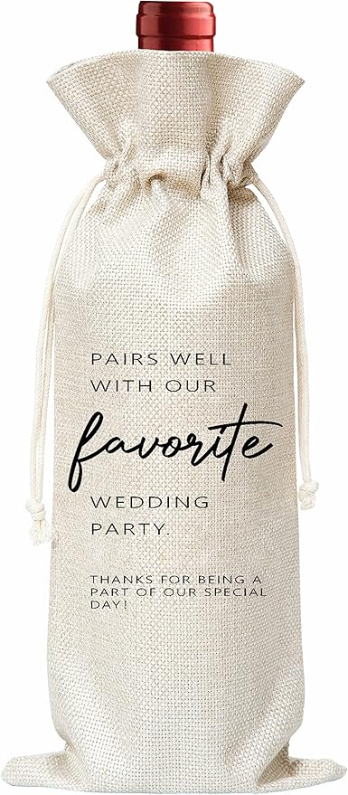 Wedding Gifts Wine Bag - Gift For Bride and Groom,Newlywed,Engagement,Bridal Shower - Cotton Burlap Wine Bag (1 Pcs) - WB042
