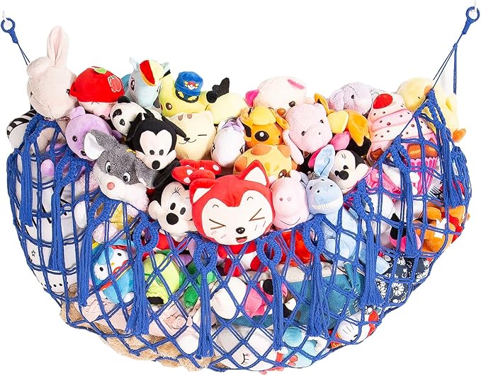 Stuffed Animal Net or Hammock Wall Hanging Net for Stuffed Animal Storage Macrame Toy Display Plush Toy Holder Soft Toy organizer for Nurery Kidroom Playroom