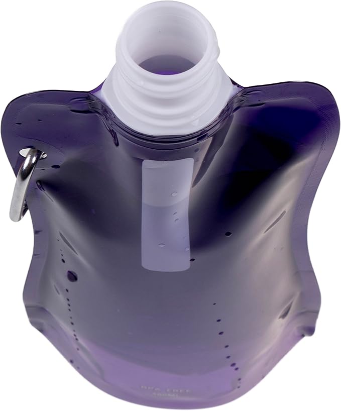 Clever Creations Collapsible Sports Water Bottle 3 Pack, Foldable Leak Proof Travel Bottles for Camping and Hiking, 480 mL Capacity, Purple, Yellow, and Pink