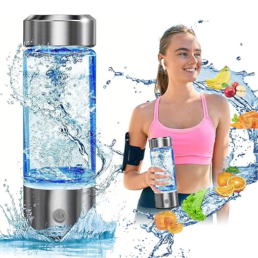 Hydrogen Water Bottle, Hydrogen Water Bottle Generator,3Min Quick Electrolysis,Can Produce A High Concentration of 1600 PPB Hydrogen, Suitable for Family Travel Back to School Supplies (Silver)