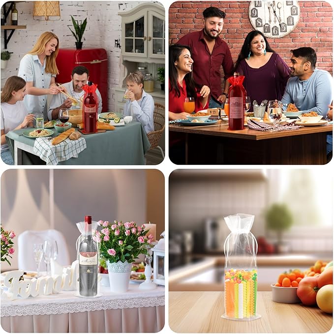 YaeYur 24pcs Organza Wine Bags Organza Wine Gift Bags Bulk Sheer Wine Gift Pouches Organza Wine Bottle Gift Bags with Drawstring for Christmas Wedding Baby Shower Birthday Party Festival Gift Favors