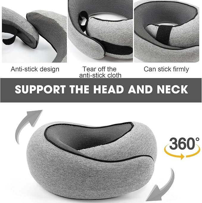 Travel Neck Pillows for Airplanes 2024 New Travel Pillow Neck Travel Pillow Memory Foam Airplane Pillow Soft Airplane Neck Pillow(Light Gray)