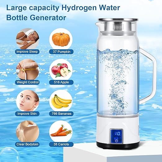 Large Hydrogen Water Bottle 2024, Upgraded Hydrogen Water Bottle Generator with Handle, 1L Large Capacity Hydrogen Water Ionizer Machine with PEM SPE Technology for Home/Office/Daily Drinking