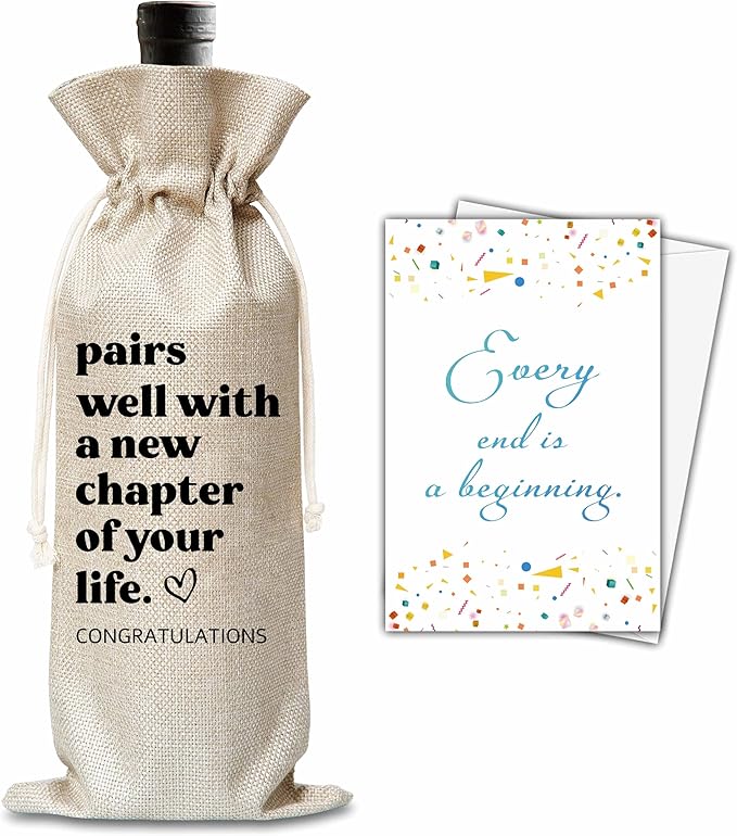 New Job Gifts For Women Man, New Chapter Wine Gift Bag, Pairs Well With A New Chapter Of Your Life Wine Bag, New Beginnings Gifts For New Job, New House, Retirement, Engagement, B43
