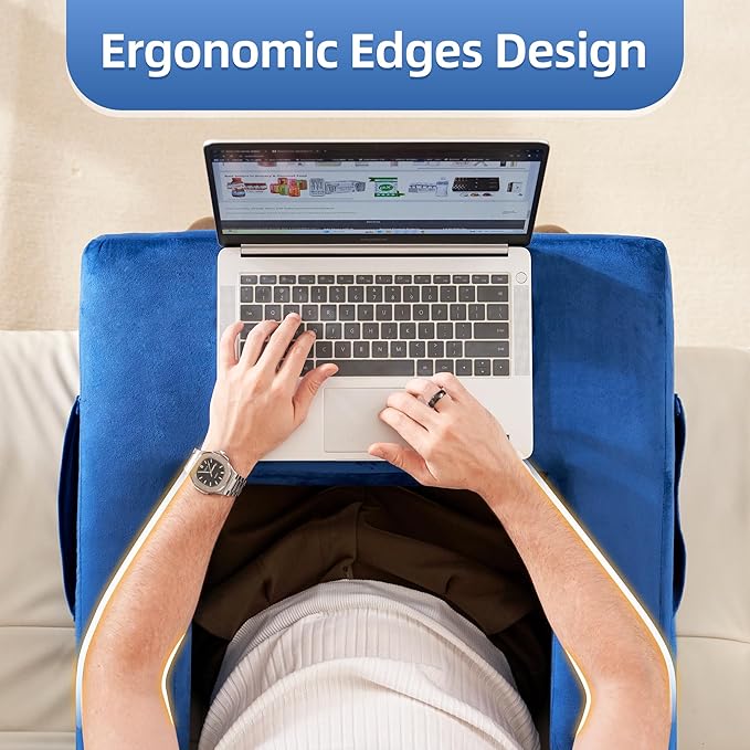 Homguava Reading Pillow Memory Lap Desk Foam Pillow for Adults Gaming Pillow Arm Rest Pillow for Reading, Crocheting, Gaming or Sitting in Bed (Blue, Large)