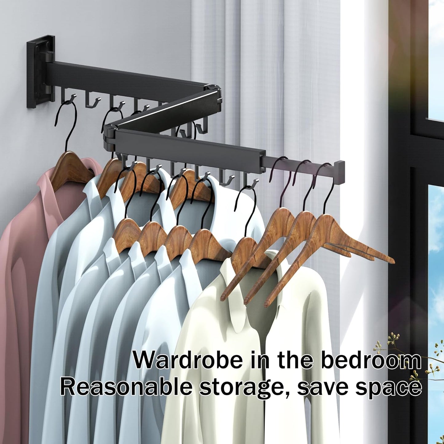 Clothes Drying Rack,Drying Rack Clothing,Luandry Drying Rack,Clothes Hanger Rack,Wall Mounted Luandry Rack,Folding Retractable,Frosted Stone Black Classic,ms-01